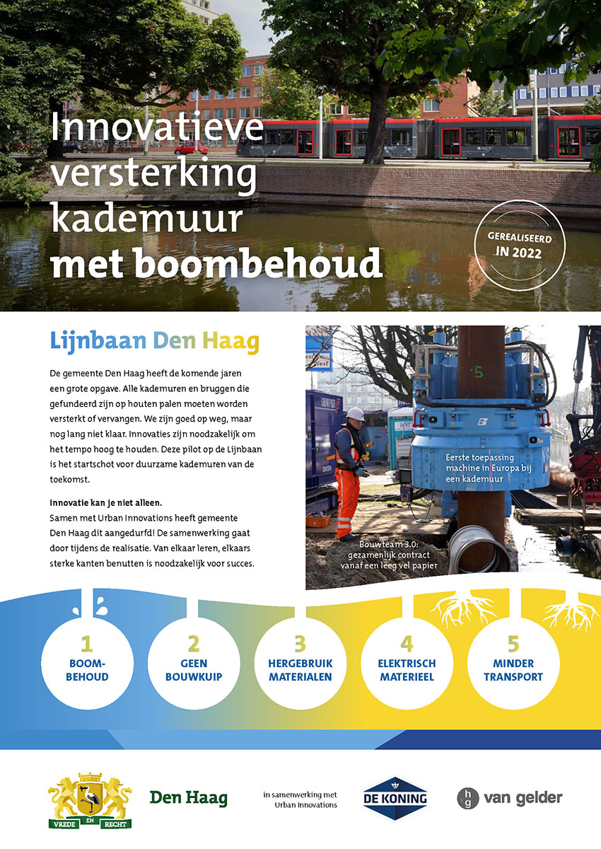 Lijnbaan Den Haag: Innovatieve versterking kademuur met  boombehoud